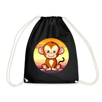 süßer Affe Schimpanse Sunset Design - Turnbeutel - Schwarz - Vorne