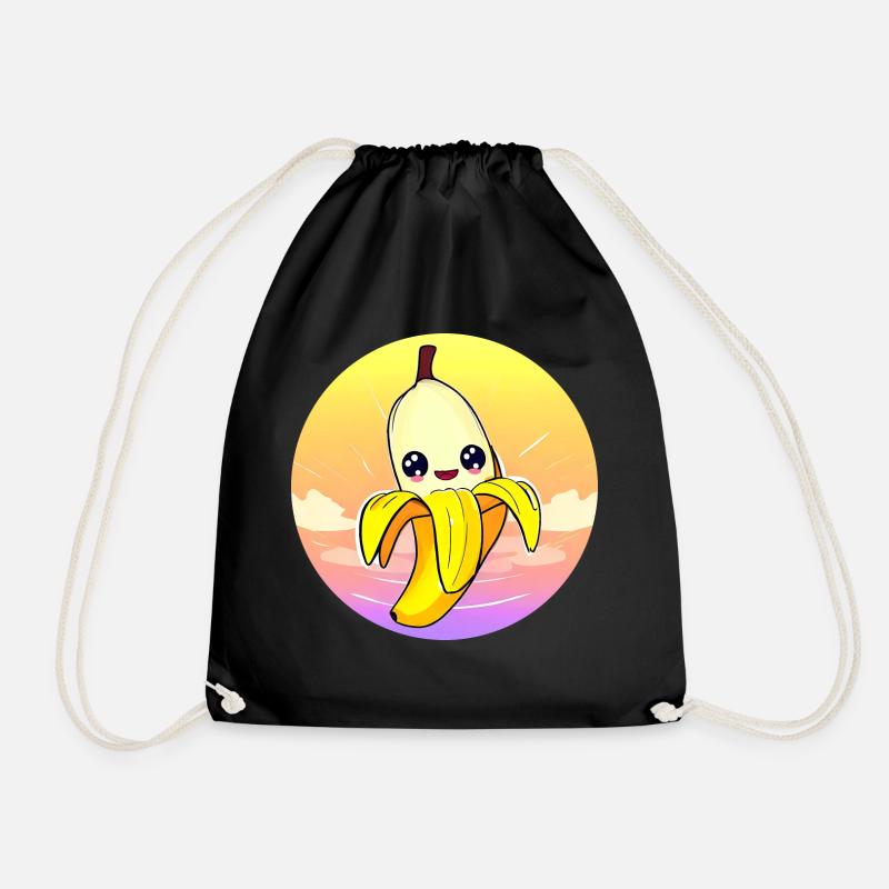 süße kawaii banane im sunset stil - Turnbeutel - Schwarz