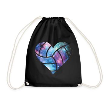 Volleyball Galaxy Heart - Drawstring Bag - black - Front