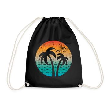 Palmen Urlaub Sommer Vintage - Turnbeutel - Schwarz - Vorne