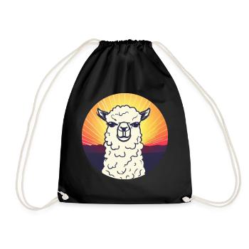 Lama Sonnenuntergang Design - Turnbeutel - Schwarz - Vorne