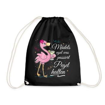 Mädels Pegel halten lustiges Flamingo Frauen Party - Turnbeutel - Schwarz - Vorne