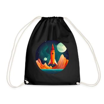 Rocket in Space Scenery - Drawstring Bag - black - Front