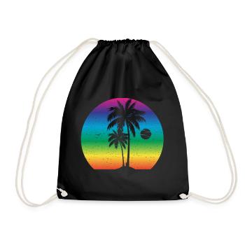 Palmiers Vacances Coucher de soleil - Sac de sport léger - noir - Devant