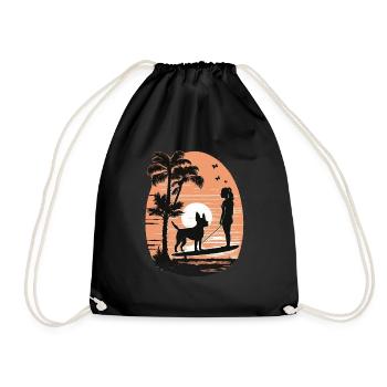 French Bulldog | SUP Stand Up Paddling Surf Girl - Drawstring Bag - black - Front