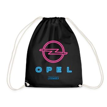 Opel Neon-Logo In Blau Und Pink - Turnbeutel - Schwarz - Vorne