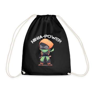 Ninja power, Samurai, Kids Gift Idea - Drawstring Bag - black - Front