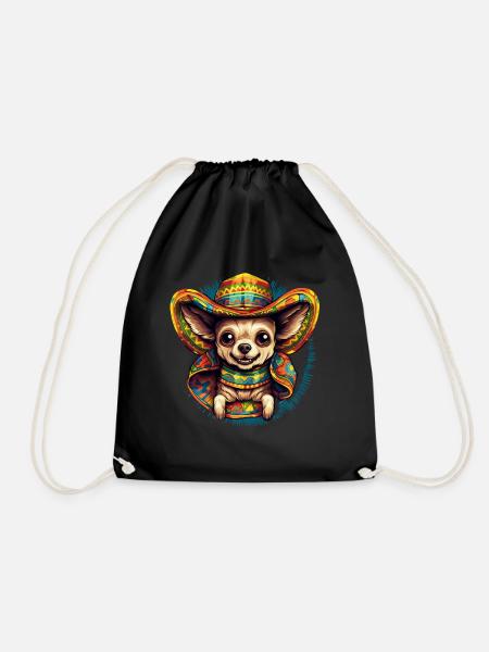 Chihuahua | Mexiko | Lustiger Hund | Mexikanischer - Turnbeutel - Schwarz