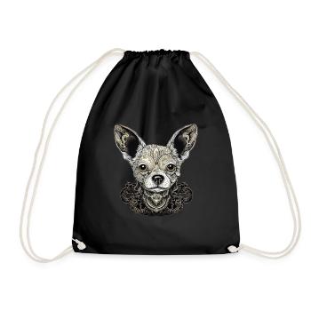 Chihuahua | Mosaik | Geometrisch | Kunst | Hund | - Turnbeutel - Schwarz - Vorne