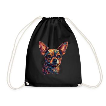 Chihuahua | Mosaik | Geometrisch | Kunst | Hund | - Turnbeutel - Schwarz - Vorne