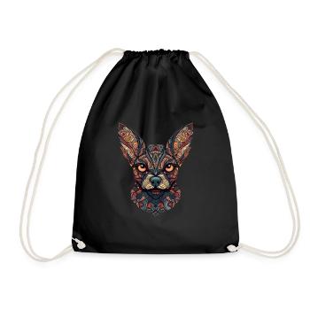 Chihuahua | Mosaik | Geometrisch | Kunst | Hund | - Turnbeutel - Schwarz - Vorne