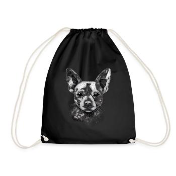 Chihuahua | Mosaik | Geometrisch | Kunst | Hund | - Turnbeutel - Schwarz - Vorne