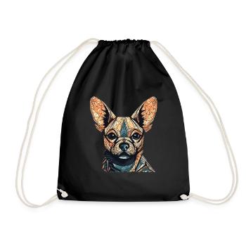Chihuahua | Mosaik | Geometrisch | Kunst | Hund | - Turnbeutel - Schwarz - Vorne