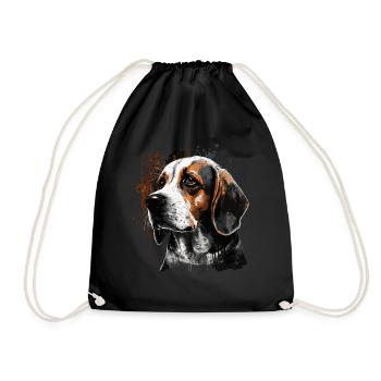 Beagle Hund - Turnbeutel - Schwarz - Vorne