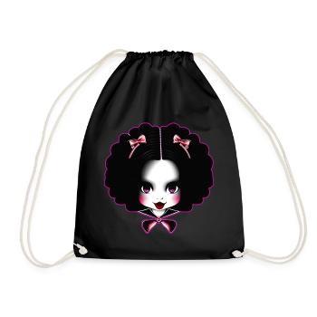 Gothic girl en face with red lipstick - Drawstring Bag - black - Front
