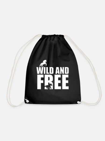 WILD AND FREE - PFERD - PFERDE - REITEN - Turnbeutel - Schwarz