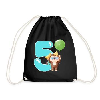 5. Geburtstag. 5 Jahre Geburtstagsgeschenk - Turnbeutel - Schwarz - Vorne
