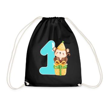 1st birthday. first birthday - Drawstring Bag - black - Front