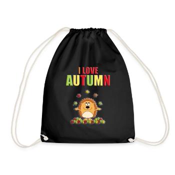 ICH LIEBE DEN HERBST - IGEL - TIER - BLÄTTER - Turnbeutel - Schwarz - Vorne