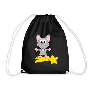 RATTE - STERNSCHNUPPE - STERNE - TIER - TIERISCH - Turnbeutel - Schwarz - Vorne