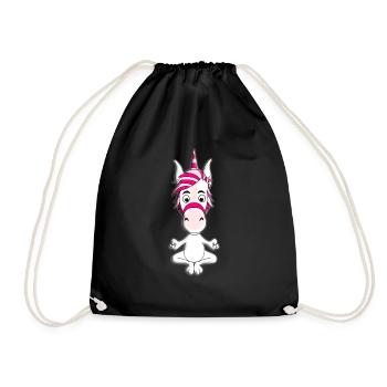 YOGA - EINHORN - PILATES - TIER - TIERISCH - Turnbeutel - Schwarz - Vorne