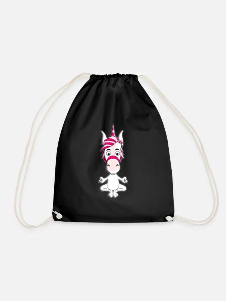 YOGA - EINHORN - PILATES - TIER - TIERISCH - Turnbeutel - Schwarz