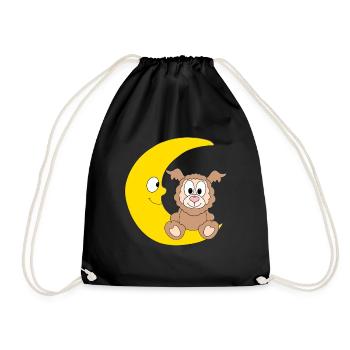 MOND - LAMA - TIER - ALPAKA - KIND - KINDER - BABY - Turnbeutel - Schwarz - Vorne
