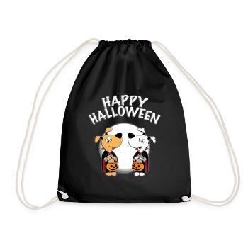 HUNDE - MOND - HAPPY HALLOWEEN - HUND - TIERE - Turnbeutel - Schwarz - Vorne