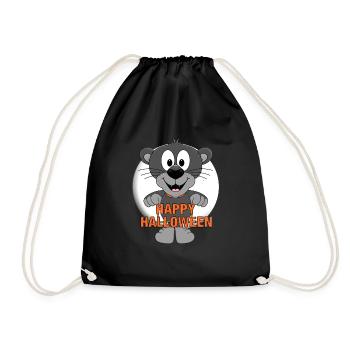 PANTHER - MONDSCHEIN - HAPPY HALLOWEEN - TIER - Turnbeutel - Schwarz - Vorne