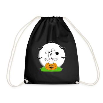 HUND - MOND - KÜRBIS - FLEDERMÄUSE - HALLOWEEN - Turnbeutel - Schwarz - Vorne