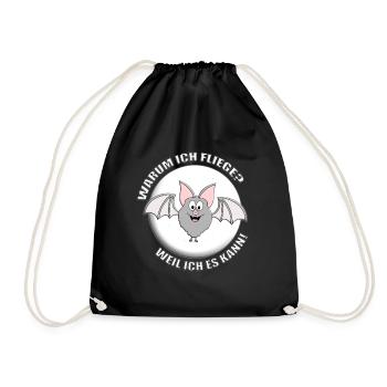 FLEDERMAUS - MONDSCHEIN - HALLOWEEN - TIERISCH - Turnbeutel - Schwarz - Vorne