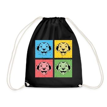 Hundeliebhaber Hunde Geschenk Pop Art Puggle - Turnbeutel - Schwarz - Vorne