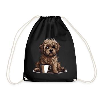 Bolonka Zwetna Puppy Dog Proud Mistress For - Drawstring Bag - black - Front