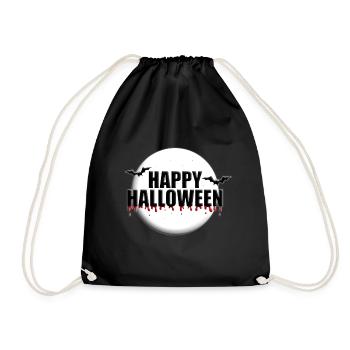 HAPPY HALLOWEEN - MONDSCHEIN - FLEDERMÄUSE - Turnbeutel - Schwarz - Vorne