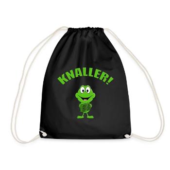 KNALLER - KNALLFROSCH - FROSCH - SILVESTER - Turnbeutel - Schwarz - Vorne