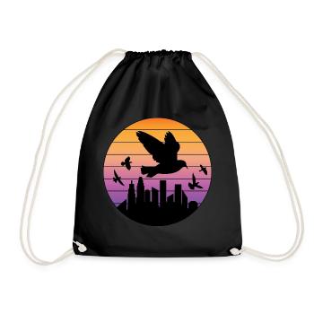 City Pigeon Design for Pigeon Lovers - Drawstring Bag - black - Front