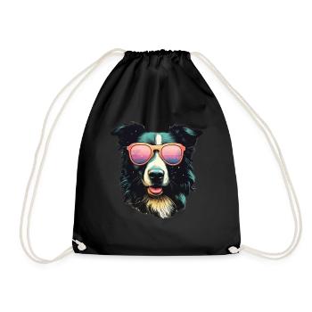 Border Collie Cool - Border Collie Dog - Drawstring Bag - black - Front