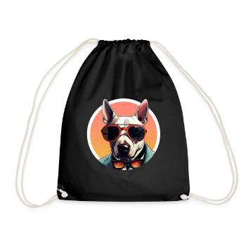 Bull Terrier Cool - Bull Terrier Dog - Drawstring Bag - black - Front