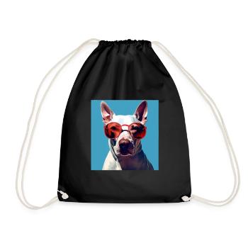 Bull Terrier Cool - Bull Terrier Dog - Drawstring Bag - black - Front