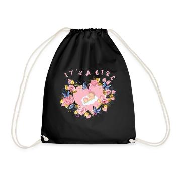 It's a girl Geburt Tochter Babyparty Baby Shower - Turnbeutel - Schwarz - Vorne