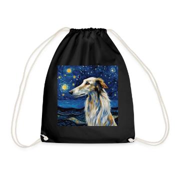 Borzoi Starry Night - Drawstring Bag - black - Front