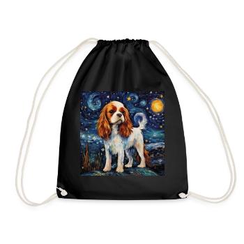 Cavalier King Charles Spaniel Starry Night - Drawstring Bag - black - Front