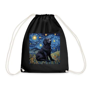 Flat Coated Retriever Sternennacht - Turnbeutel - Schwarz - Vorne