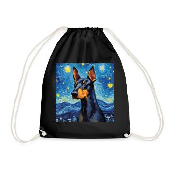 Doberman Starry Night - Drawstring Bag - black - Front