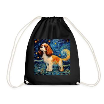 Cavalier King Charles Spaniel Starry Night - Drawstring Bag - black - Front