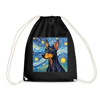 Doberman Starry Night - Drawstring Bag - black - Front