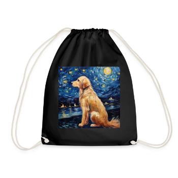 Golden Retriever Nuit étoilée - Sac de sport léger - noir - Devant