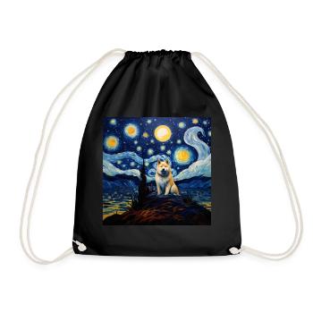 Akita Inu Nuit étoilée - Sac de sport léger - noir - Devant