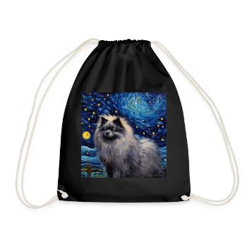 Wolfsspitz Starry Night - Drawstring Bag - black - Front