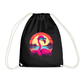 Stay cool and pink.Surf Flamingo chillt sein Leben - Turnbeutel - Schwarz - Vorne